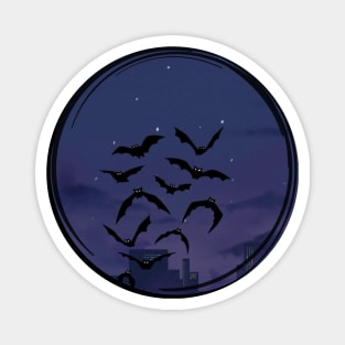 Bats in the city, at night Magnet